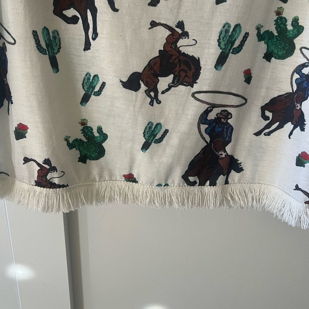 Western Print Fringe Tunic Top - Picture 6 of 6